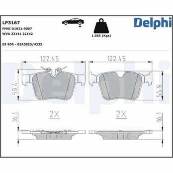 DELPHI LP3167 Brake pad set