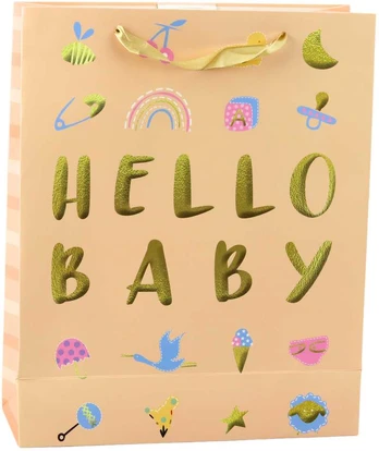 Lean Hello Baby dovanų maišelis persikas 32 x 26 x 10 cm