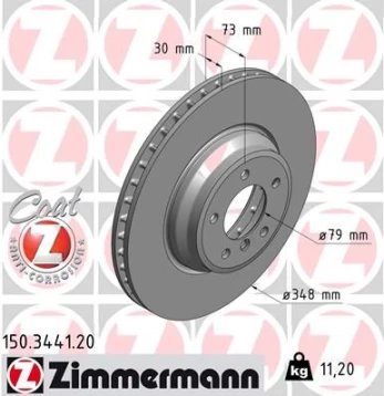 Stabdžių diskas ZIMMERMANN 150.3441.20