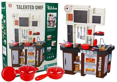Lean Toys Kitchen for Children with Clock Lights Sounds 84cm