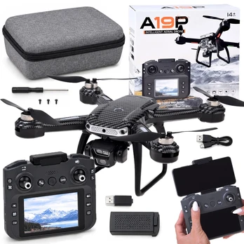 Jokomisiada A19P RC Drone HD Kamera Remote Control with Screen Obstacle Avoidance Case RC0774
