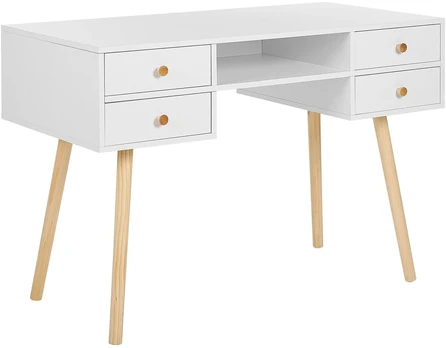 Beliani LEVIN rašomasis stalas 110 × 55 cm su stalčiais, baltas