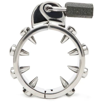 Metal Hard Anti-Erection Steel Control Ring 3.8cm Spiked Inner Design