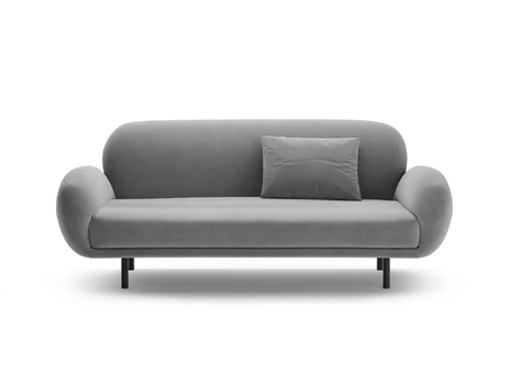 Velvet Sofa, "Poppy", 2 Seats, 178x72x82, Light Grey