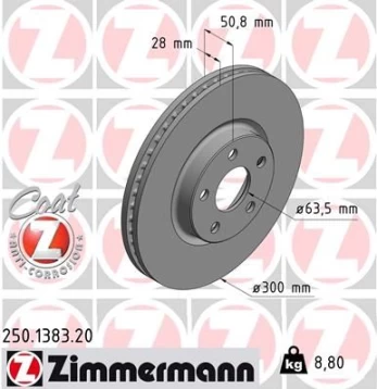 Stabdžių diskas ZIMMERMANN 250.1383.20
