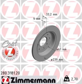 Stabdžių diskas ZIMMERMANN 280.3181.20