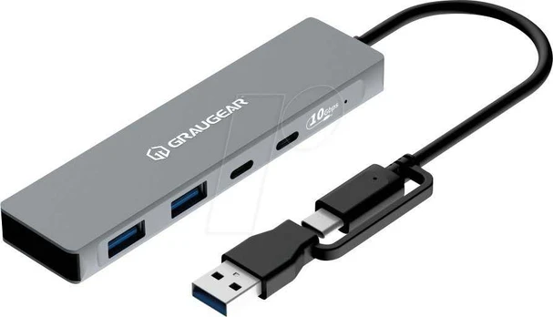 HUB USB Graugear GRAUGEAR 10Gbps USB-HUB 4x USB 3.2, 2x Type-C und 2x Type-A
