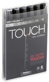 Touch Twin Marker - med 6 stk. grå farver