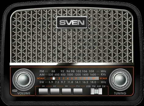 Speaker SVEN SRP-555, juodas-sidabrinis (3W, FM/AM/SW, USB, SD/Micro SD, battery)
