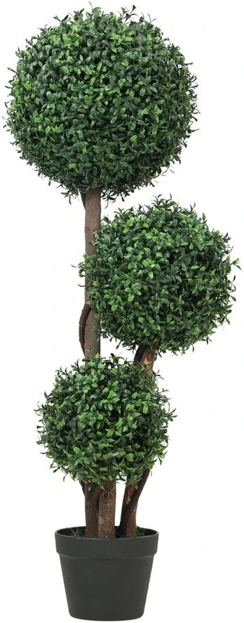 Aosom Dirbtinis buxuso topiaras su 3 rutuliais, žalias, 100 cm