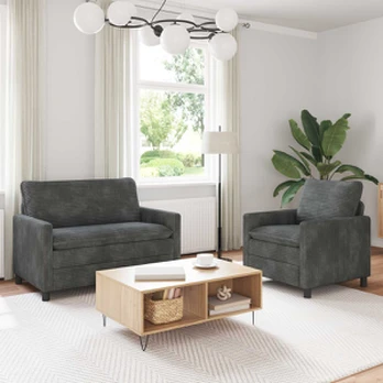 Sofa Sofos komplektas 2 pcs Šviesiai pilka Poliesteris