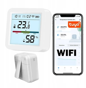 Termometras higrometras drėgmės temperatūros jutiklis Wifi Tuya Smart Home Alexa