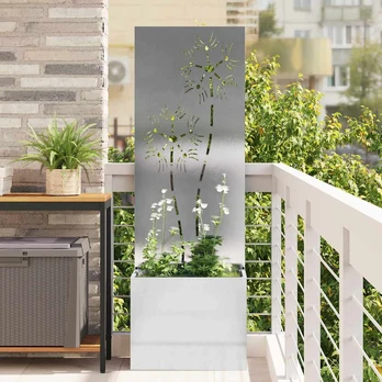 Sodo Vazonas su Dekoratyvine Panele Sidabrinė 50 x 140 cm