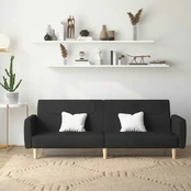 Dvivietė sofa-lova, juodos spalvos, audinys kaina