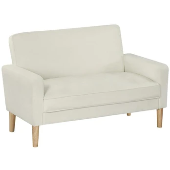 Dvivietė sofa, 130 cm, kreminė balta