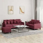 Sofa Sofos komplektas su pagalvėlėmis, 3 dalių, vyno, audinys kaina