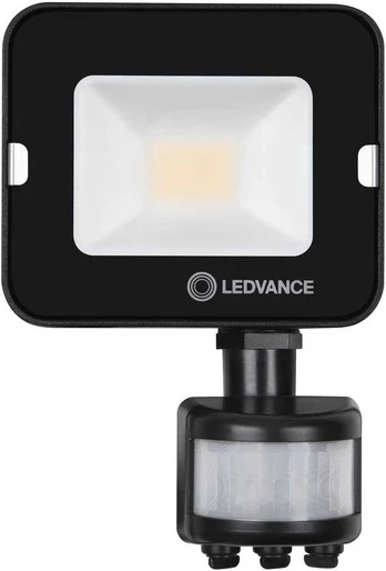Ledvance 10W prožektorius COMPACT, juodas, 3000K, su sensoriumi