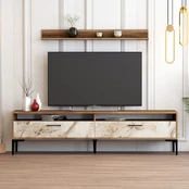 Tv staliukas Istanbul-Walnut, White Marble Graikinis riešutas Balta kaina