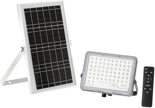100W LED prožektorius su saulės baterija GLASER, sidabro sp., 4000K, IP65