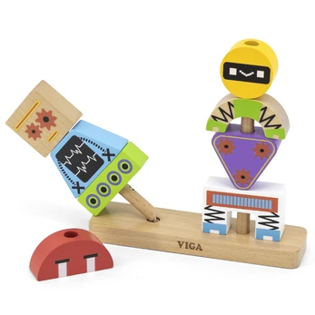 Dėlionė Viga Toys VIGA Pyramid Puzzle Robots + Patterns 8 el.