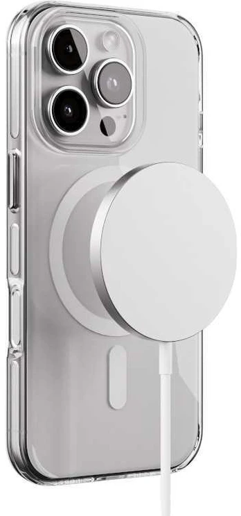 Crong Clear MAG Pro – dėklas iPhone 16 Pro MagSafe (baltas)
