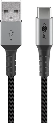 Goobay USB-C to USB-A Textile Cable with Metal Plugs