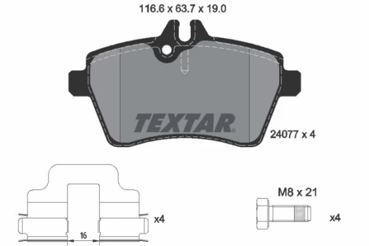 Stabdžių trinkelių rinkinys, diskinis stabdys TEXTAR 2407701