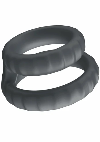 Bold Double Cock Cage Silicone Support System Black Dual Ring