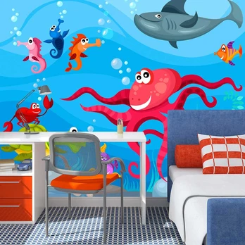 Artgeist Fototapetas - Octopus and shark