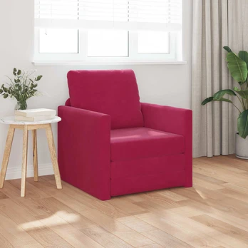 Grindų Sofa-Lova 2-in-1 Vyno Raudona 74x77x81 cm Aksomas