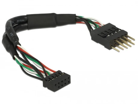 Delock USB 9 pin - USB 9 pin, 0,12m, Juoda (41977)