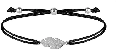 Troli String bracelet with feather juodas / steel