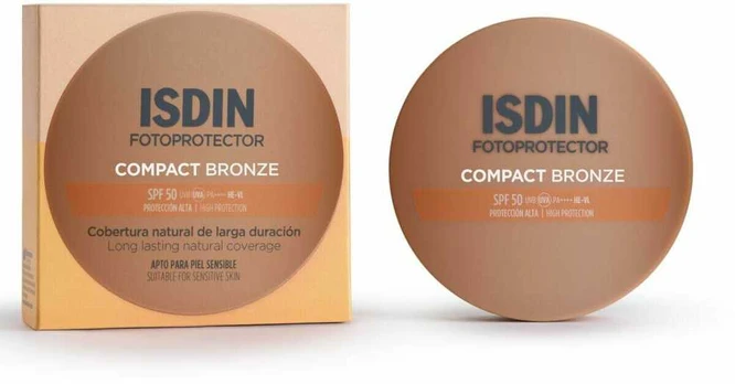 Isdin COMPACT BRONZE SUNSCREEN WITH LONG-LASTING NATURAL COVERAGE SPF50 #Bronze 10g