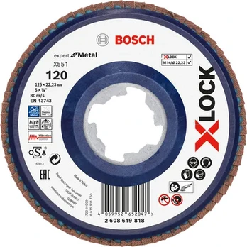 Žiedlapinis šlifavimo diskas Bosch X-Lock, 125 mm x 22.23 mm