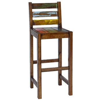 Baro taburetės, 2vnt., perdirbta valties mediena, 40x40x106cm