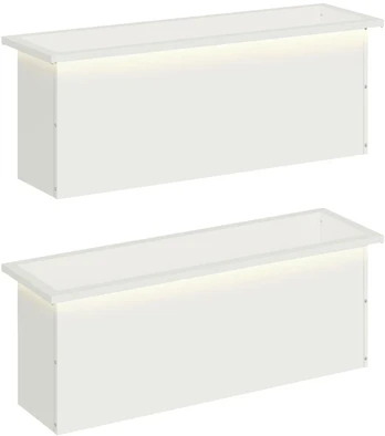 Sodo vazonas su LED 2 vnt. Balta 30 x 100 x 30 cm Plienas