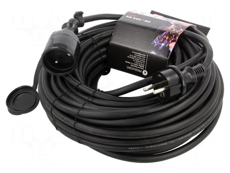 Extension lead | 3x2.5mm2 | Sockets: 1 | rubber | black | 25m | 16A