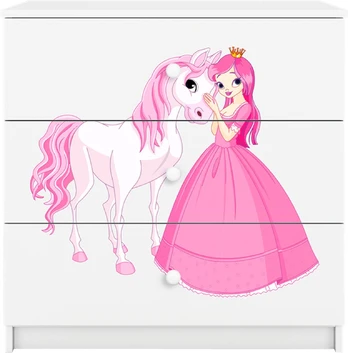 Balta Komoda babydreams princesė su arkliuku