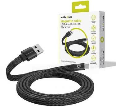 Kabelis USB Mobile Origin USB-A – USB-C 1 m Juodas (MCF-USBA-1M-BLK)