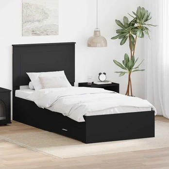 Lova Lovos rėmas Juodas ir sidabrinis 75 x 190 cm Apdirbta mediena