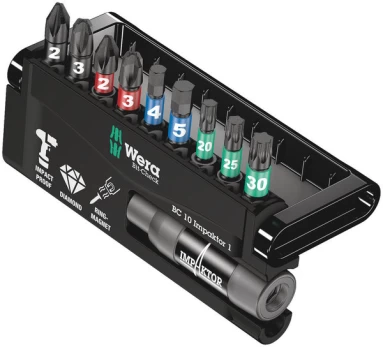 „Wera Bits-Assortment Bit-Check 10 Impaktor 1“.