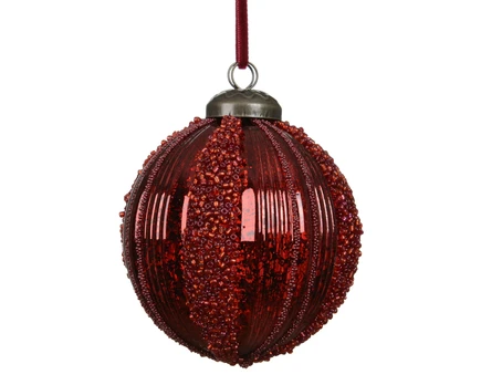 Kalėdinis eglės žaisliukas BAUBLE, t.raudonos sp., 8 cm, 1 vnt