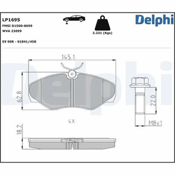 DELPHI LP1695 Brake pad set