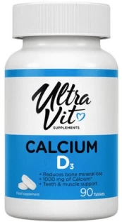 Maisto papildas UltraVit Calcium & Vitamin D3 90 kaina