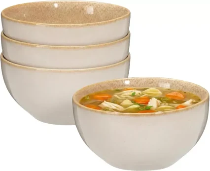 Dubenėlių rinkinys STONEWARE, kreminės sp., 580 ml, 4 vnt.