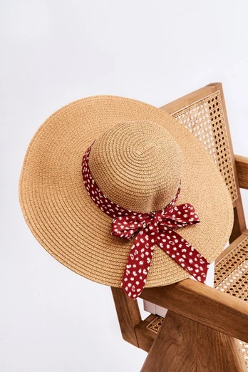 Madinga skrybėlė su medžiaga Bow Beige