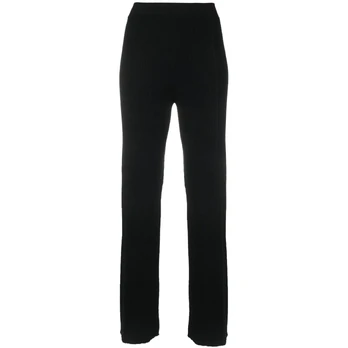 Tiesūs džinsai moterims, Juoda, Ribbed straight pants