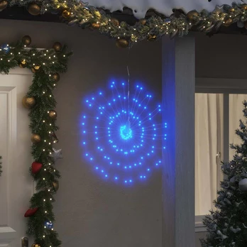 Kalėdinis šviestuvas fejerverkas, 140 mėlynų led lempučių, 17cm