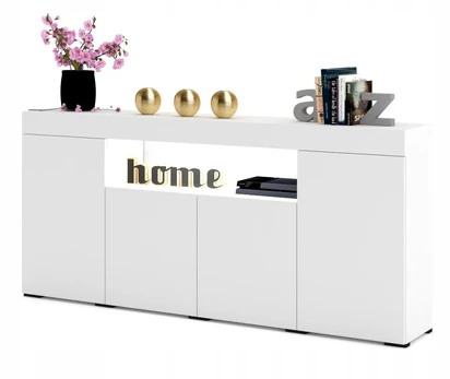 Didelė balta matinė komoda Frida 200cm su Led apšvietimu