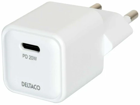 Adapteris DELTACO USB-C mini, 1x USB-C, PD 20 W, juodas / USBC-AC150